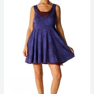 Free people, blue and maroon, floral dress size medium